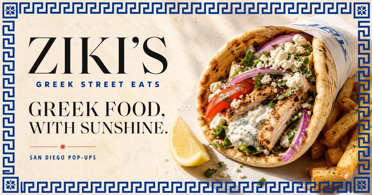 Ziki’s Greek Street Eats press image featuring a chicken gyro